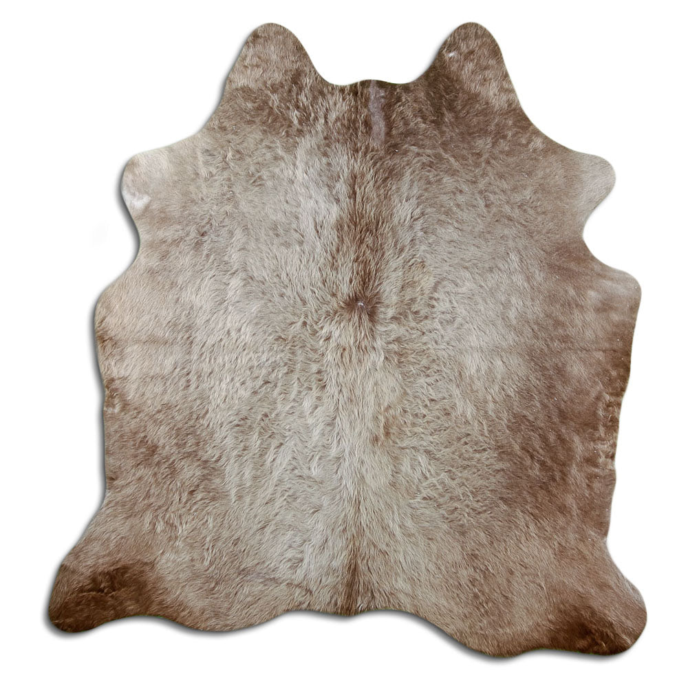 Champagnerfarbenes Kuhfell, ca. 160 × 160 cm, von oben fotografiert: genau das Fell, das Sie erhalten
