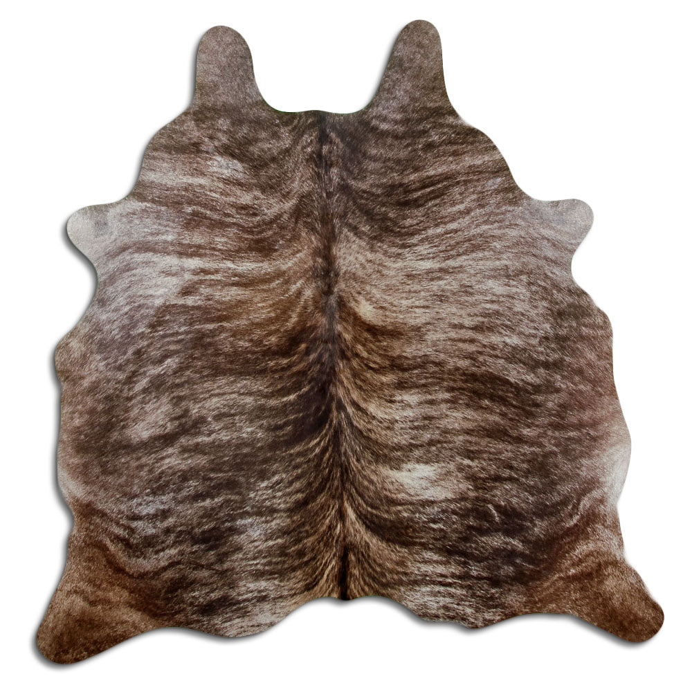 Exotisch gestromtes Kuhfell, ca. 180 × 170 cm, von oben fotografiert: genau das Fell, das Sie erhalten