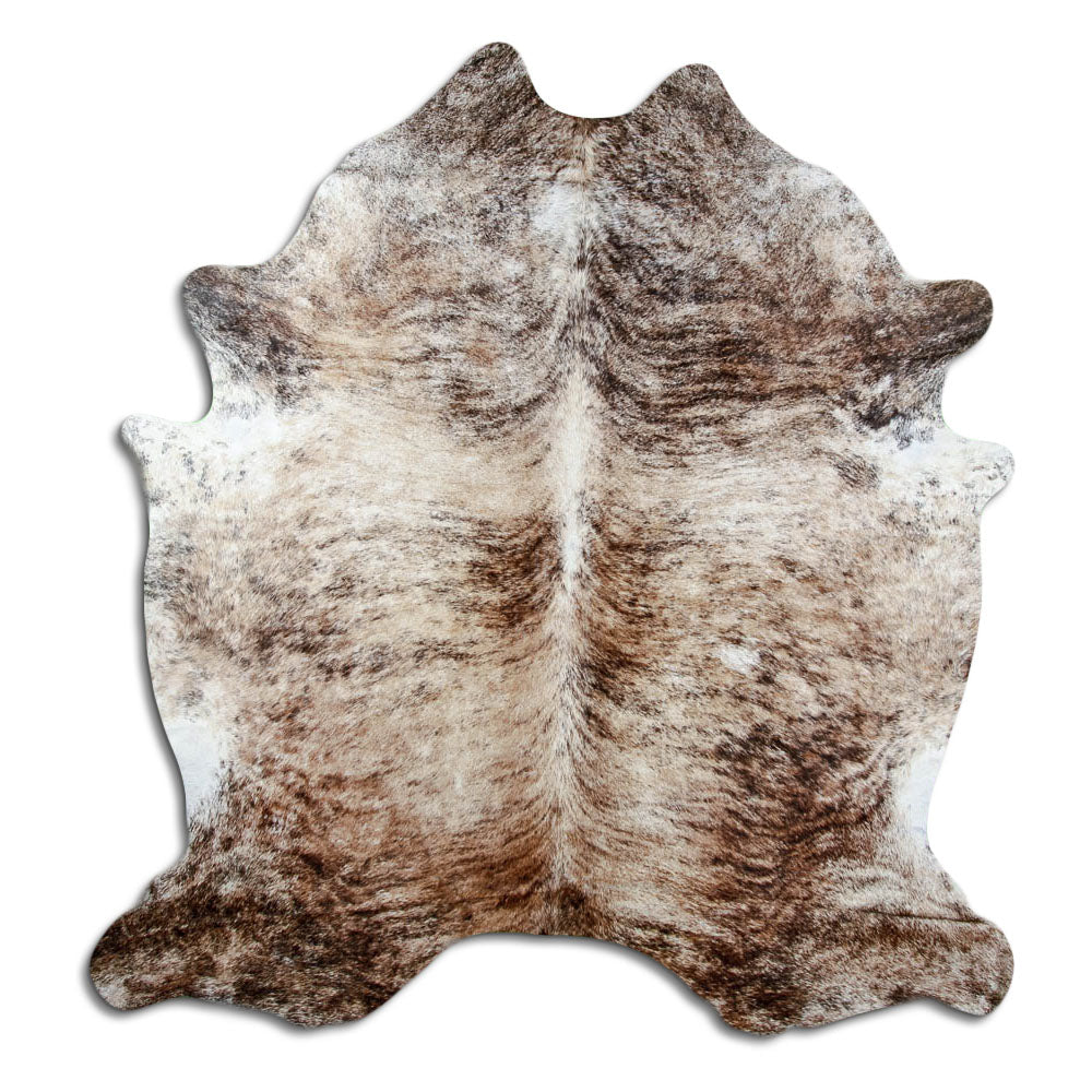 Exotisch gestromtes Kuhfell, ca. 230 × 210 cm, von oben fotografiert: genau das Fell, das Sie erhalten