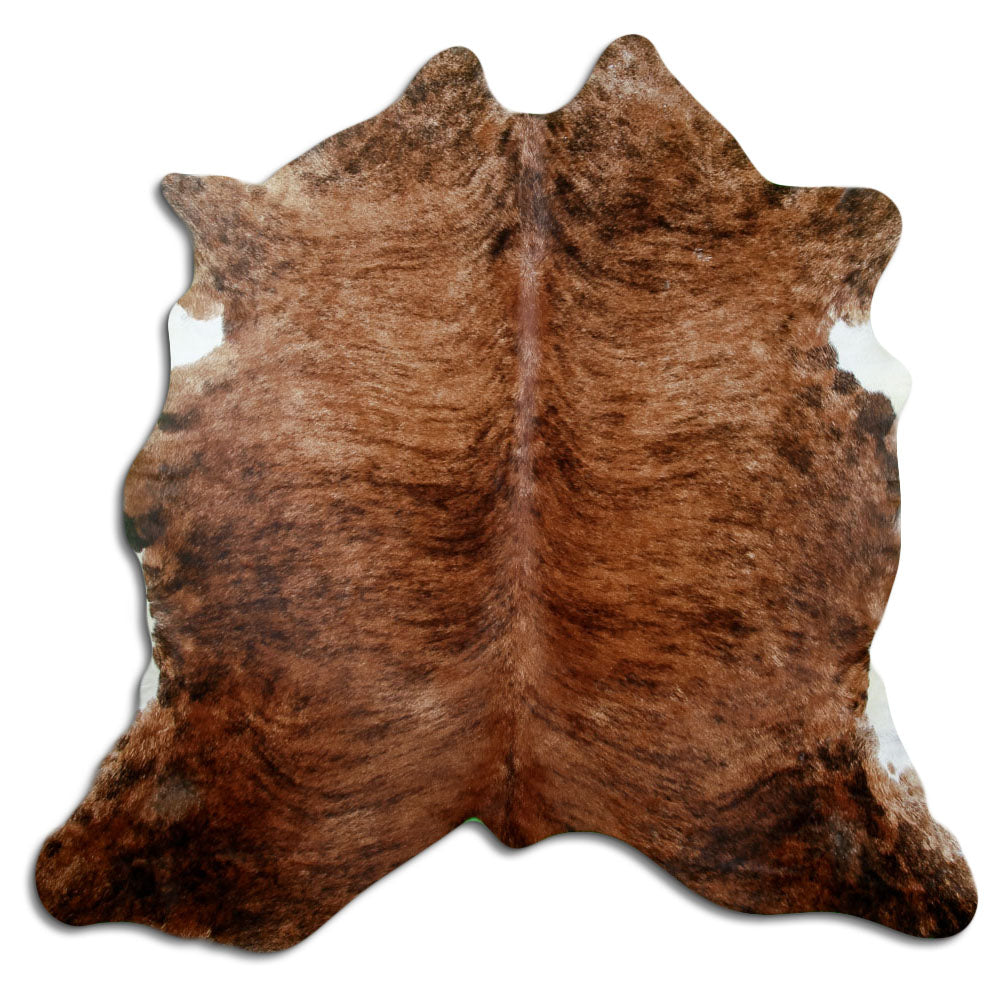 Exotisch gestromtes Kuhfell, ca. 180 × 190 cm, von oben fotografiert: genau das Fell, das Sie erhalten