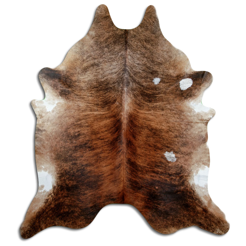 Exotisch gestromtes Kuhfell, ca. 230 × 200 cm, von oben fotografiert: genau das Fell, das Sie erhalten