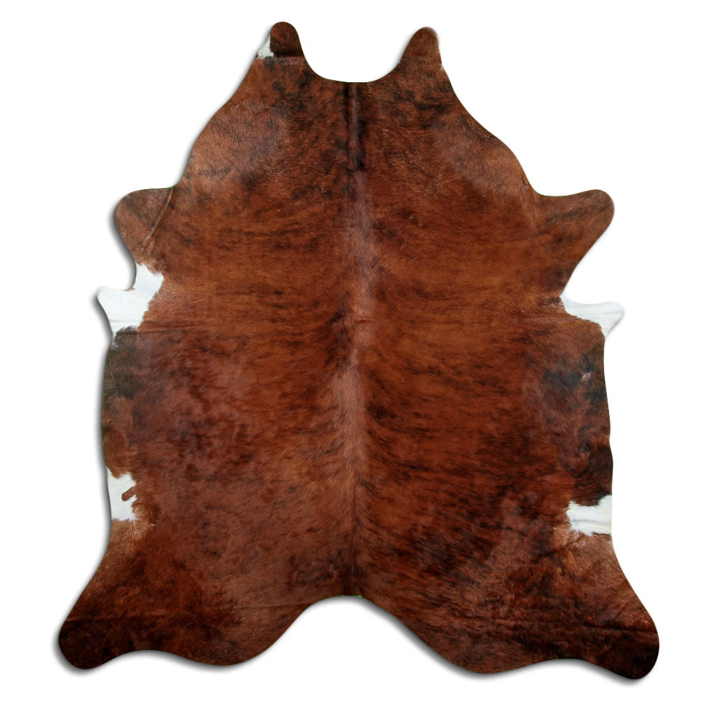 Exotisch gestromtes Kuhfell, ca. 210 × 190 cm, von oben fotografiert: genau das Fell, das Sie erhalten