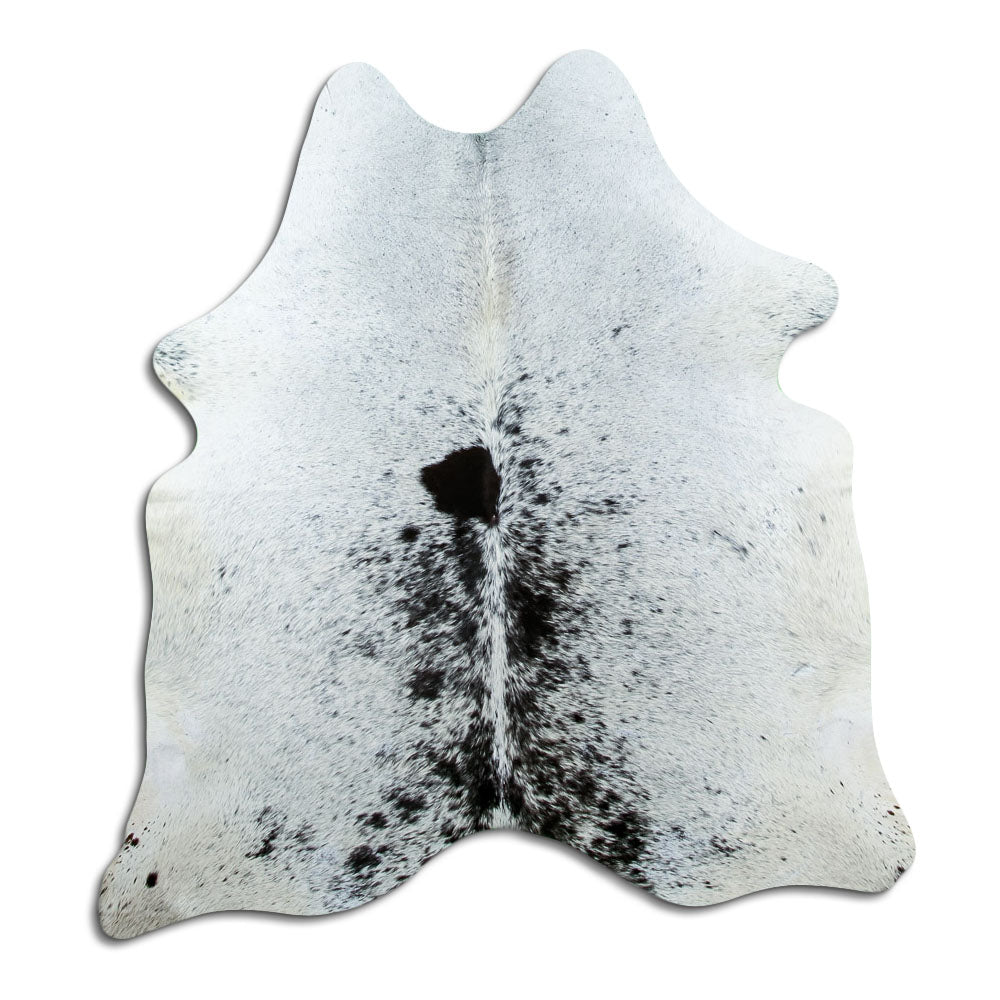 Salt & Pepper Kuhfell, ca. 170 × 160 cm, von oben fotografiert: genau das Fell, das Sie erhalten