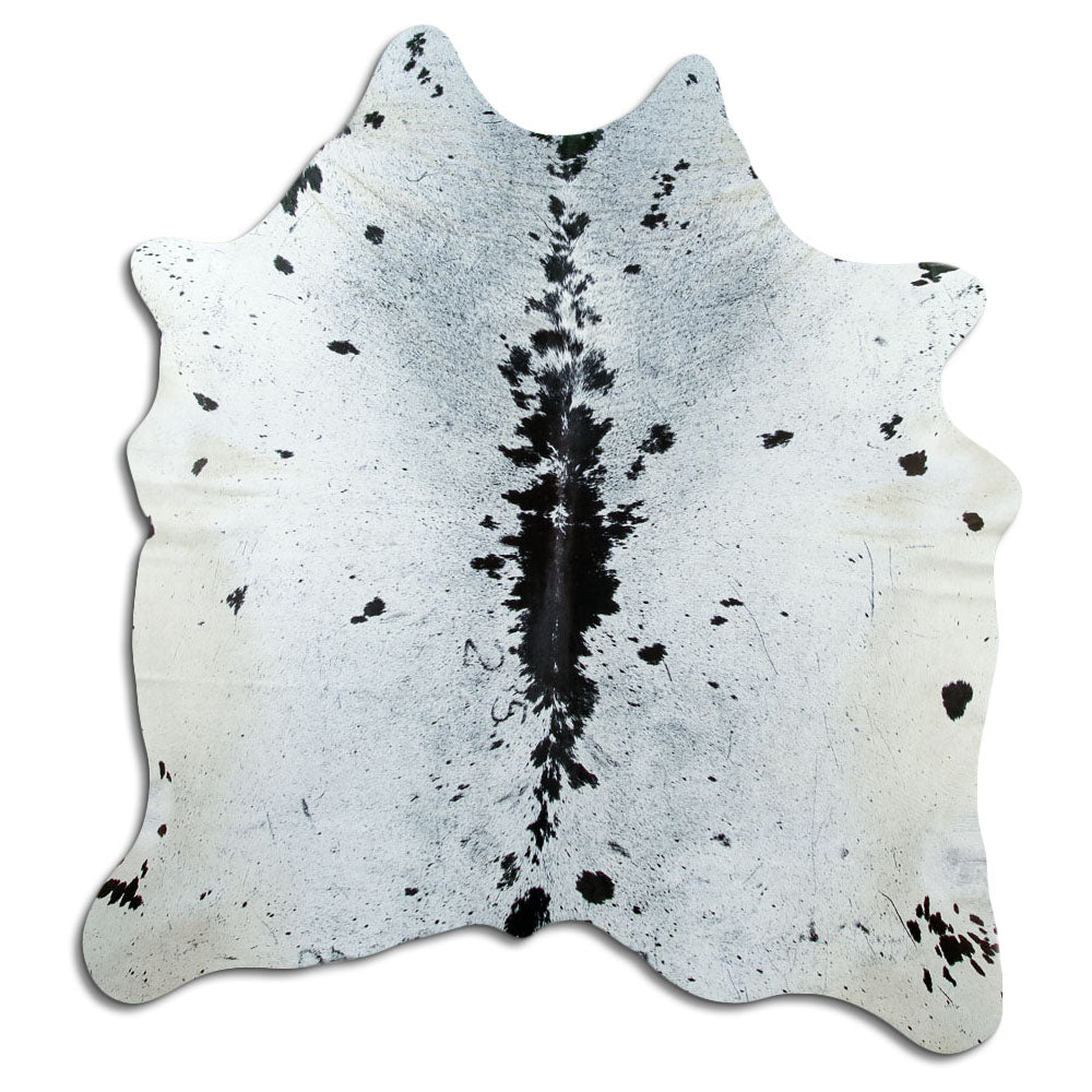 Salt & Pepper Kuhfell, ca. 180 × 170 cm, von oben fotografiert: genau das Fell, das Sie erhalten