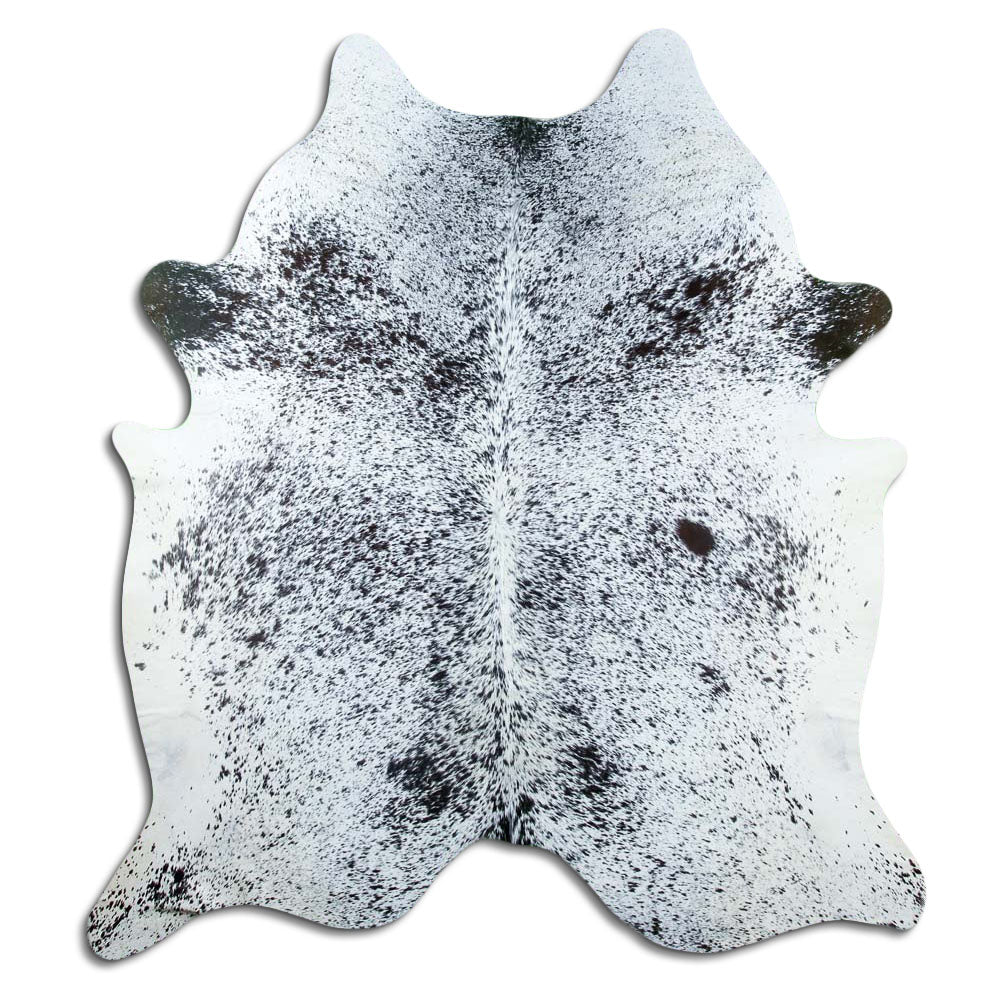 Salt & Pepper Kuhfell, ca. 210 × 180 cm, von oben fotografiert: genau das Fell, das Sie erhalten