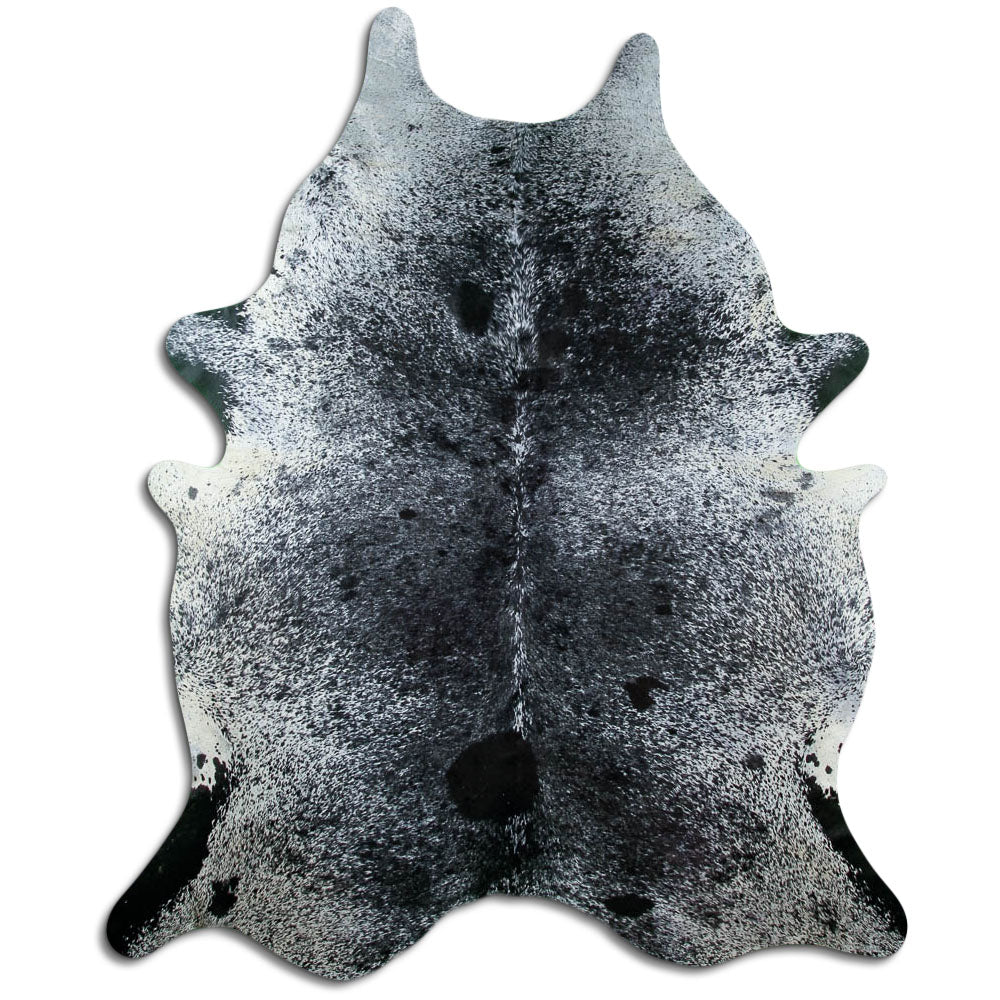 Salt & Pepper Kuhfell, ca. 230 × 190 cm, von oben fotografiert: genau das Fell, das Sie erhalten