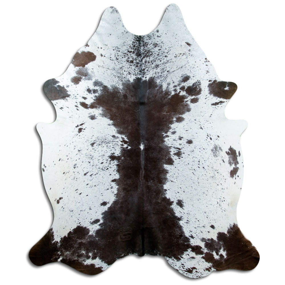 Salt & Pepper Kuhfell, ca. 230 × 190 cm, von oben fotografiert: genau das Fell, das Sie erhalten