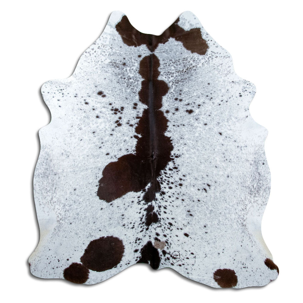 Salt & Pepper Kuhfell, ca. 210 × 190 cm, von oben fotografiert: genau das Fell, das Sie erhalten