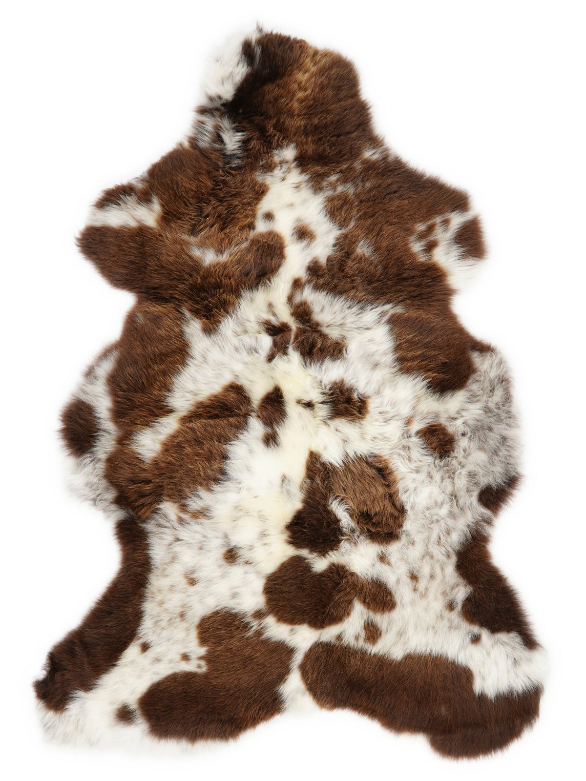 Mehrfarbiges britisches Lammfell, ca. 110 × 65 cm, von oben fotografiert: genau das Fell, das Sie erhalten