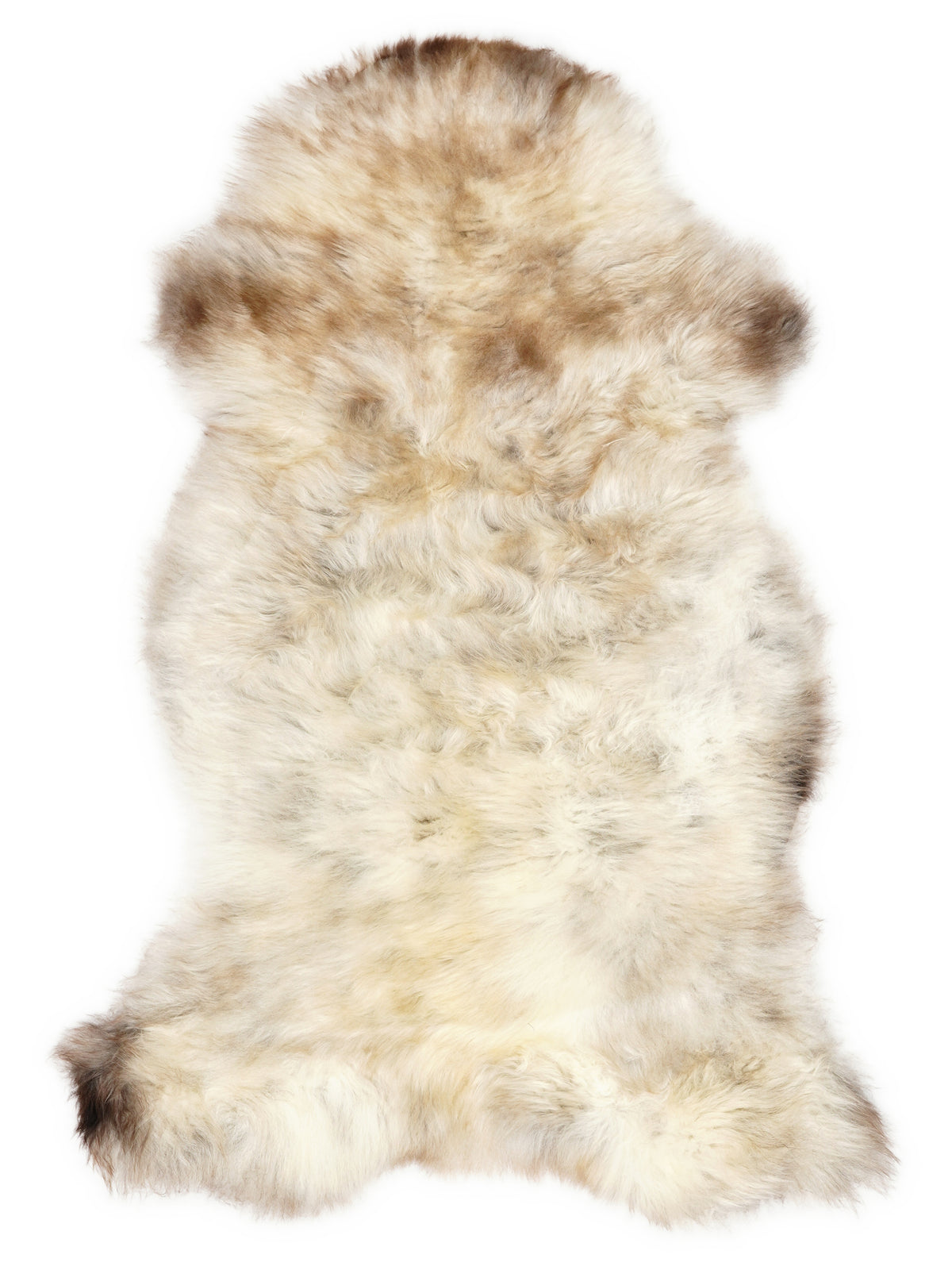 Mehrfarbiges britisches Lammfell, ca. 110 × 60 cm, von oben fotografiert: genau das Fell, das Sie erhalten