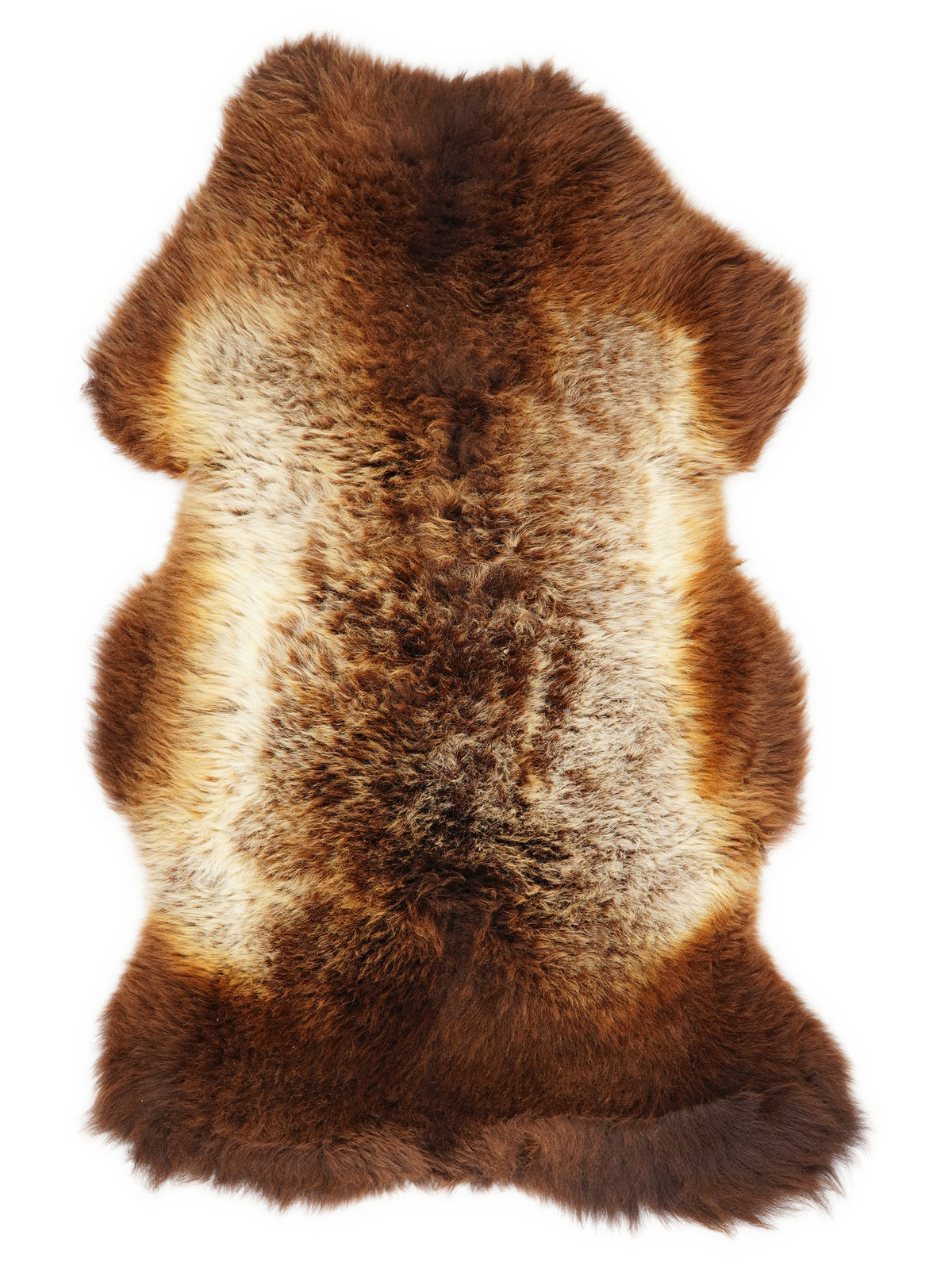 Mehrfarbiges britisches Lammfell, ca. 110 × 60 cm, von oben fotografiert: genau das Fell, das Sie erhalten