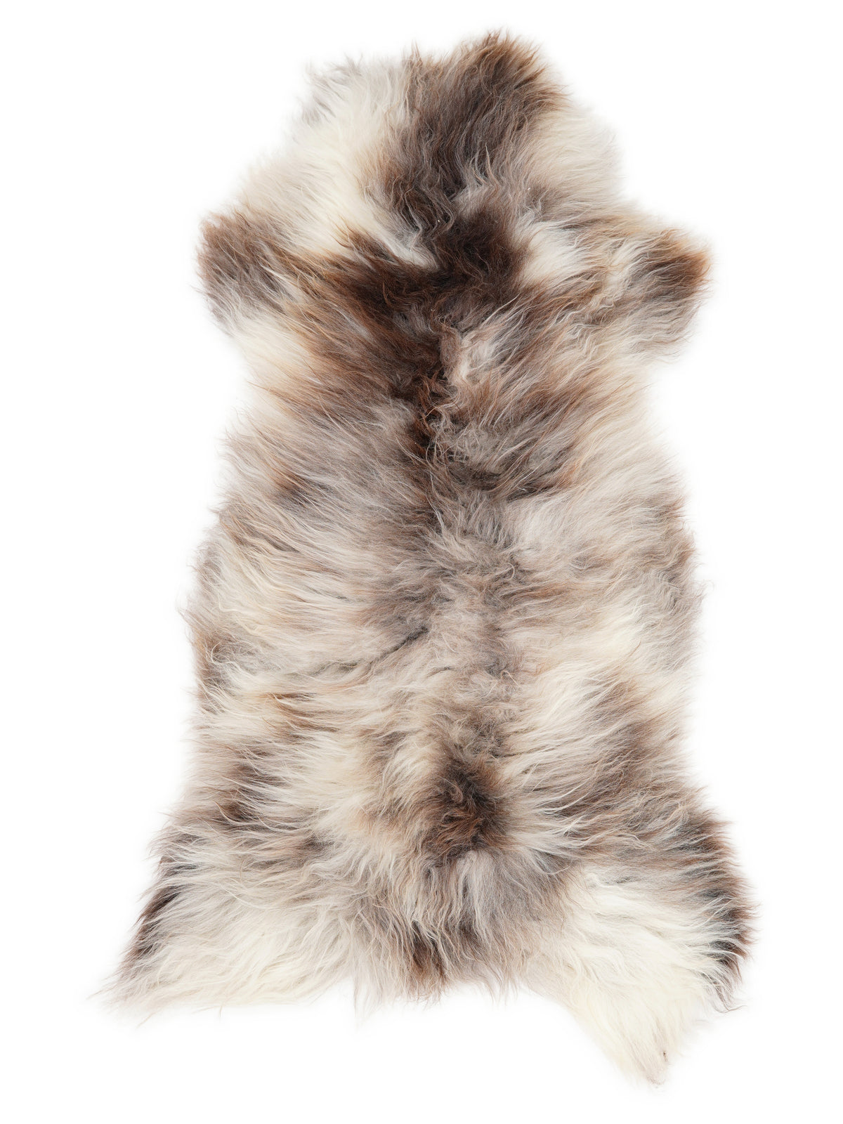 Mehrfarbiges britisches Schaffell, ca. 130 × 65 cm, von oben fotografiert: genau das Fell, das Sie erhalten