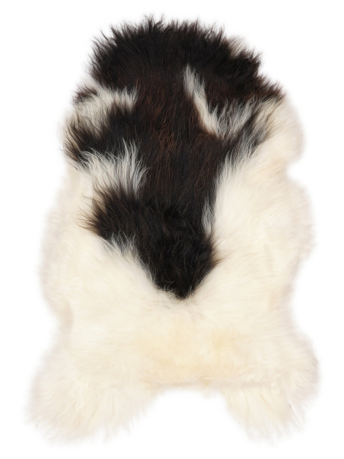 Mehrfarbiges isländisches Schaffell, ca. 115 × 70 cm, von oben fotografiert: genau das Fell, das Sie erhalten