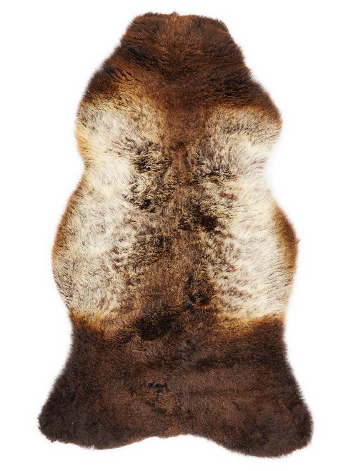 Mehrfarbiges britisches Lammfell, ca. 105 × 55 cm, von oben fotografiert: genau das Fell, das Sie erhalten