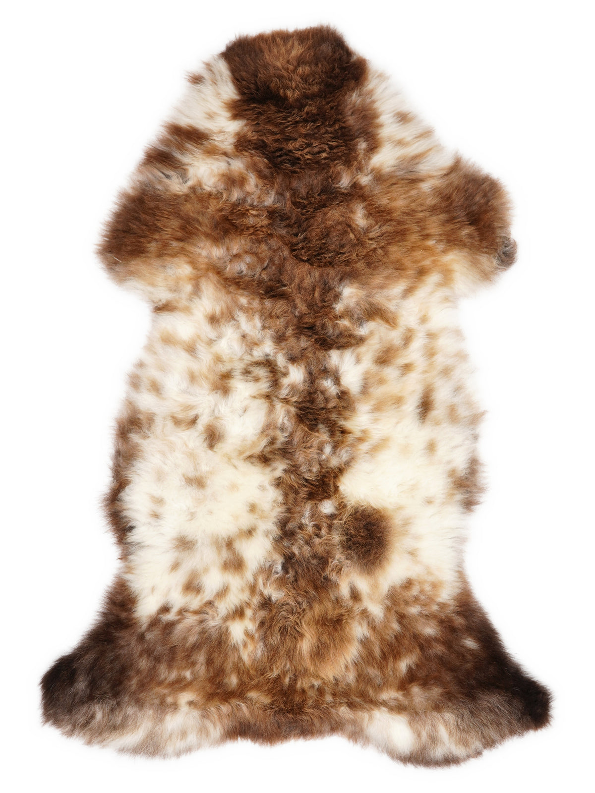 Mehrfarbiges britisches Lammfell, ca. 110 × 55 cm, von oben fotografiert: genau das Fell, das Sie erhalten