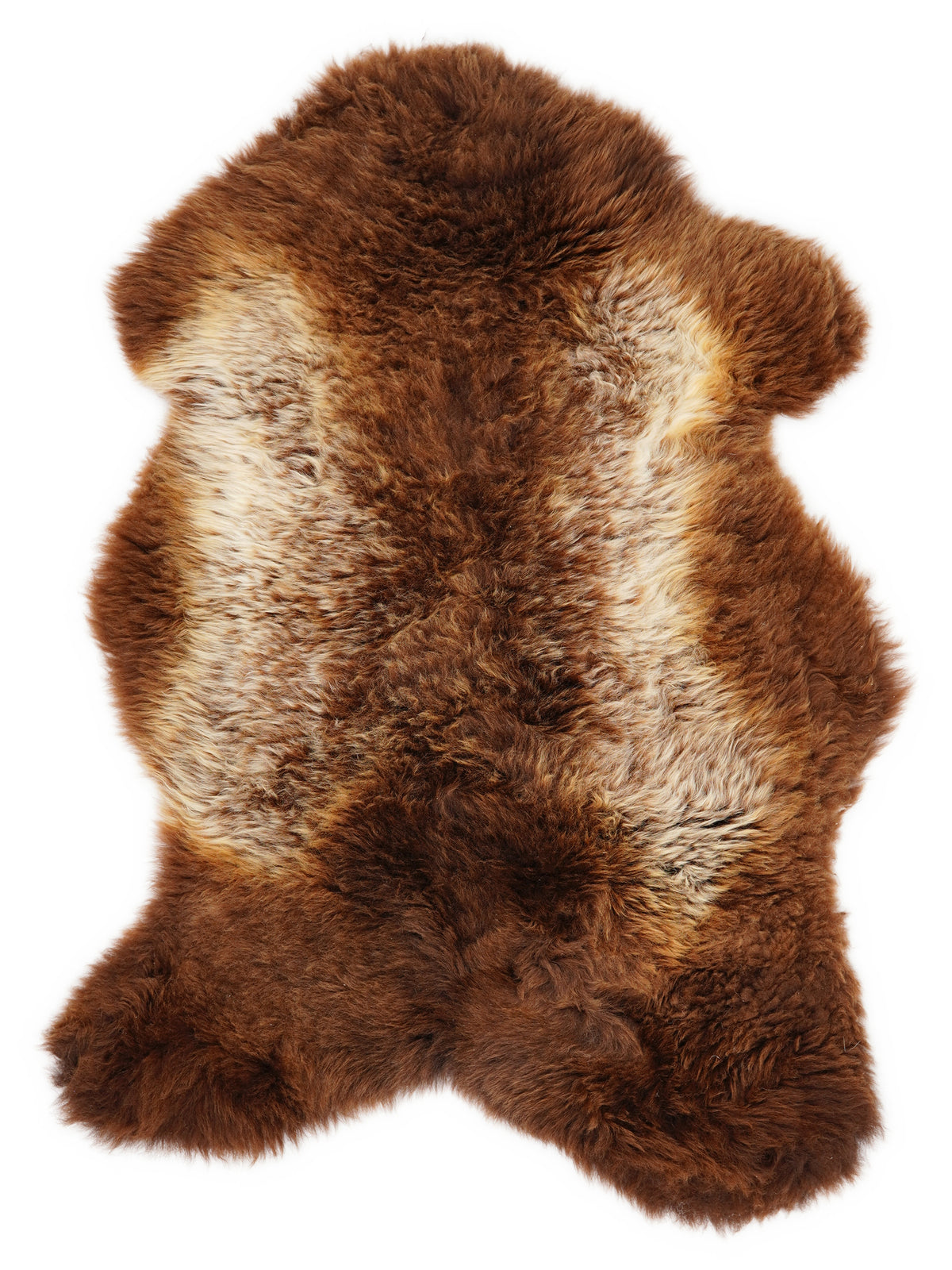 Mehrfarbiges britisches Lammfell, ca. 115 × 65 cm, von oben fotografiert: genau das Fell, das Sie erhalten