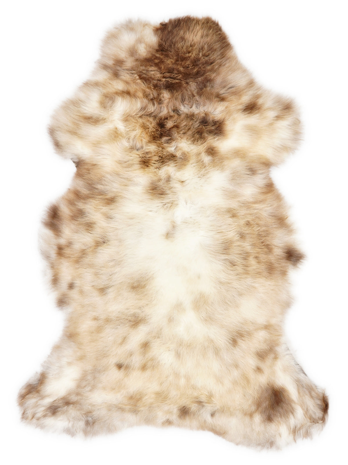 Mehrfarbiges britisches Lammfell, ca. 110 × 65 cm, von oben fotografiert: genau das Fell, das Sie erhalten