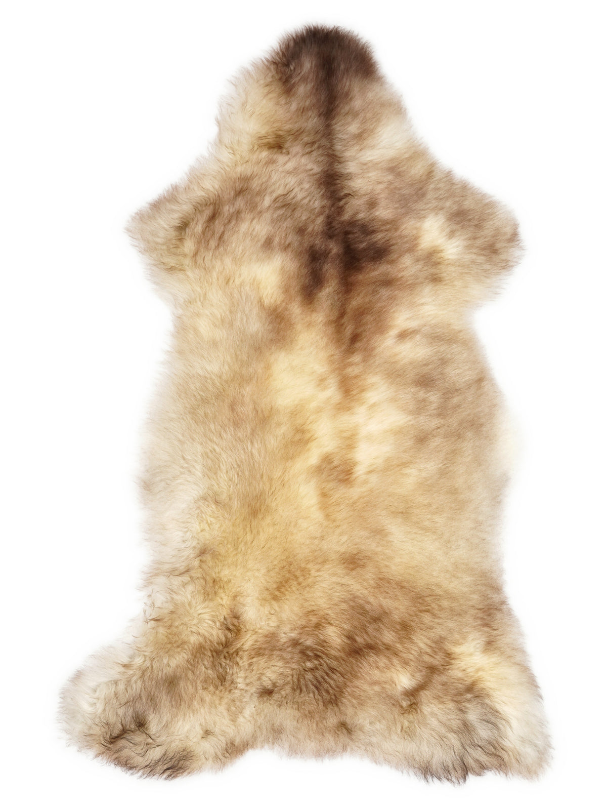 Mehrfarbiges britisches Lammfell, ca. 110 × 55 cm, von oben fotografiert: genau das Fell, das Sie erhalten
