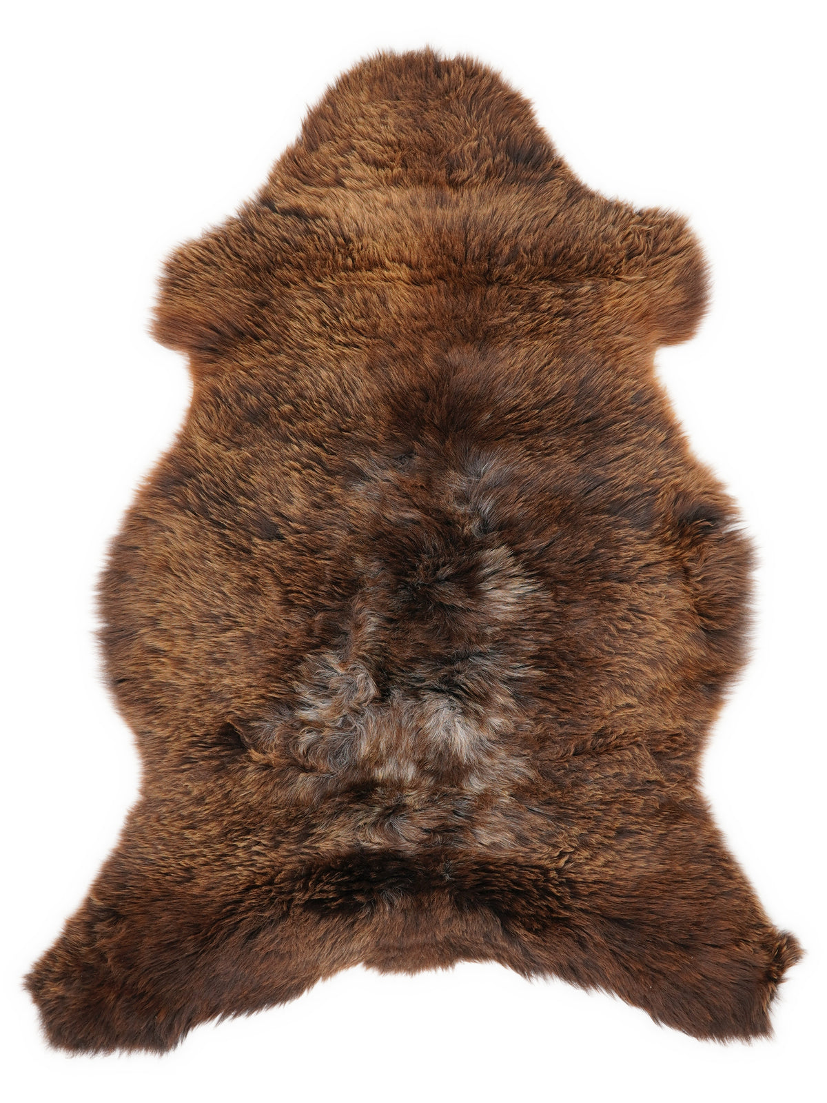 Braunes Lammfell, ca. 100 × 65 cm, von oben fotografiert: genau das Fell, das Sie erhalten