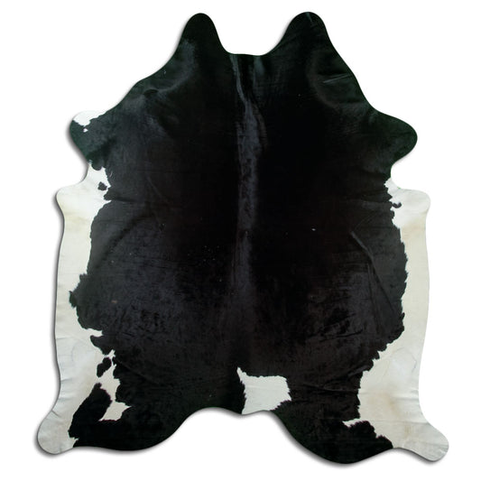 Schwarz-weißes Kuhfell, ca. 230 × 210 cm, von oben fotografiert: genau das Fell, das Sie erhalten