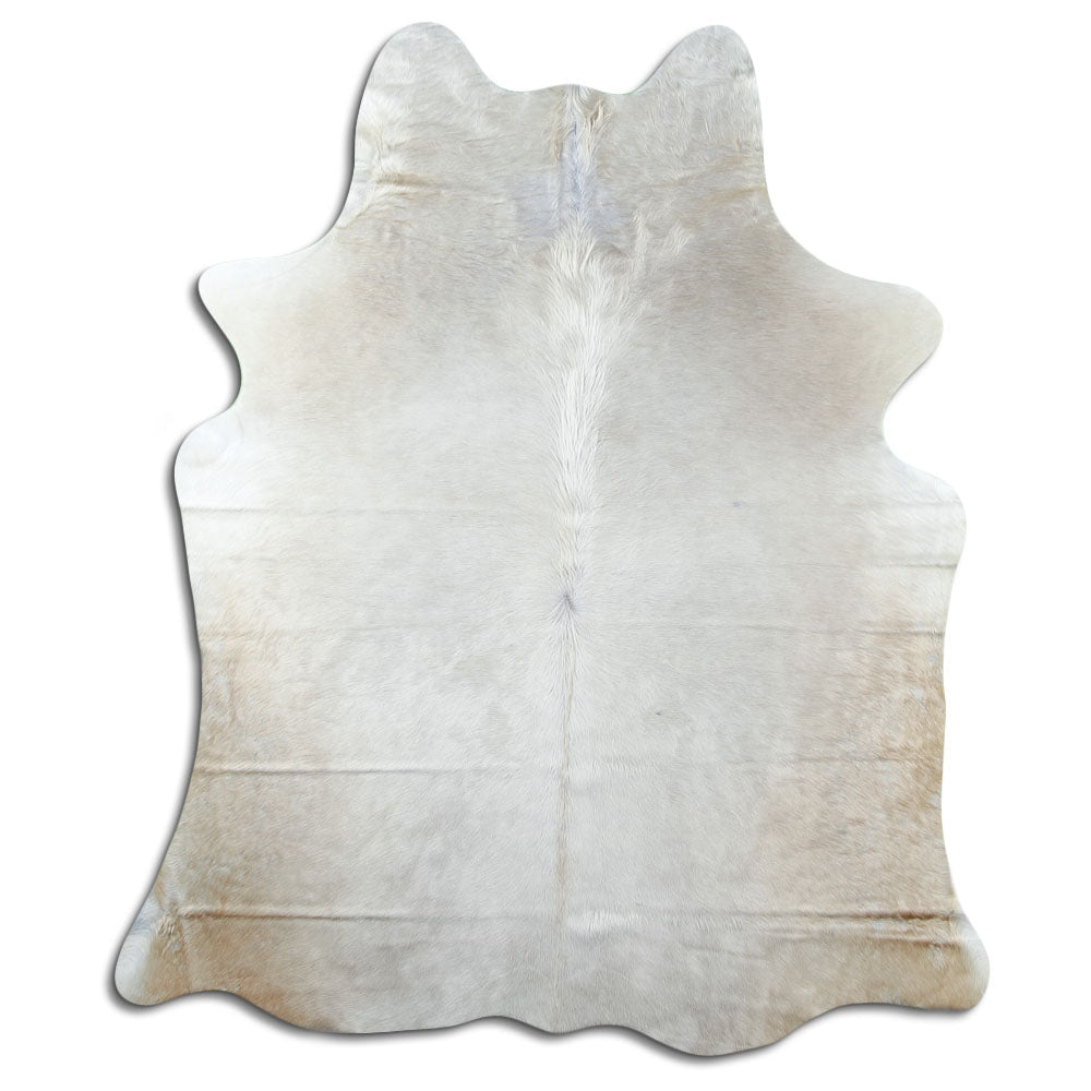 Champagnerfarbenes Kuhfell, ca. 180 × 150 cm, von oben fotografiert: genau das Fell, das Sie erhalten