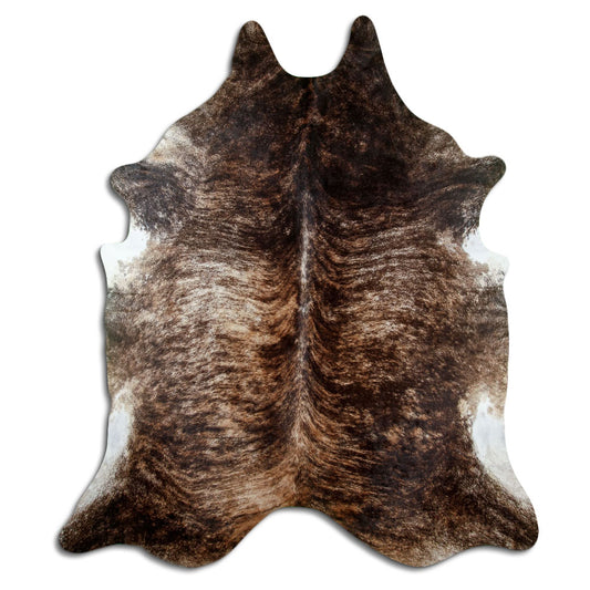 Exotisch gestromtes Kuhfell, ca. 260 × 220 cm, von oben fotografiert: genau das Fell, das Sie erhalten