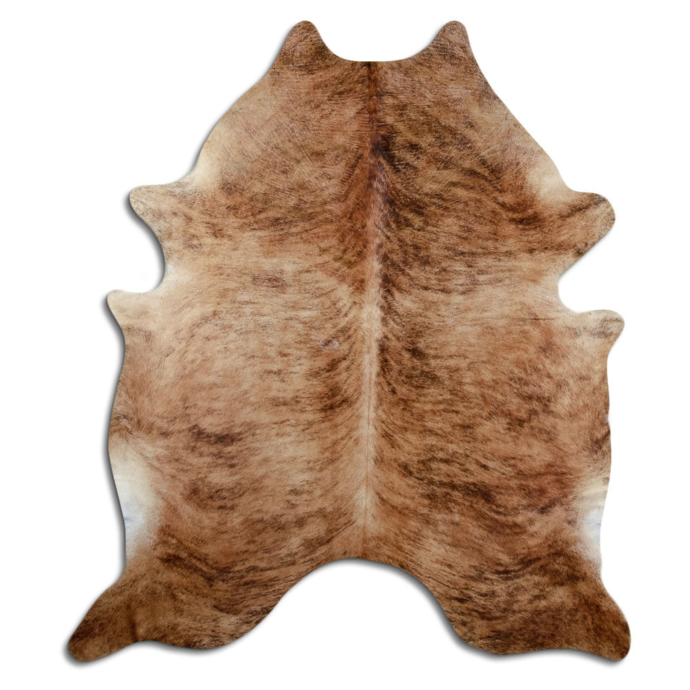 Exotisch gestromtes Kuhfell, ca. 220 × 190 cm, von oben fotografiert: genau das Fell, das Sie erhalten