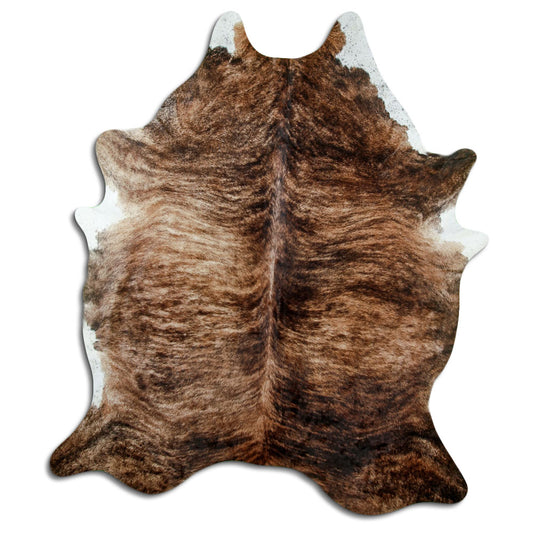 Exotisch gestromtes Kuhfell, ca. 220 × 180 cm, von oben fotografiert: genau das Fell, das Sie erhalten