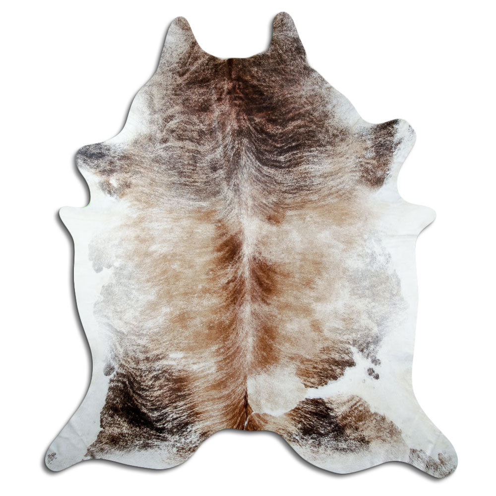 Exotisch gestromtes Kuhfell, ca. 250 × 220 cm, von oben fotografiert: genau das Fell, das Sie erhalten