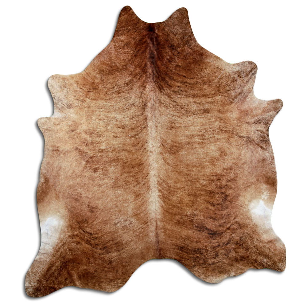 Exotisch gestromtes Kuhfell, ca. 250 × 220 cm, von oben fotografiert: genau das Fell, das Sie erhalten