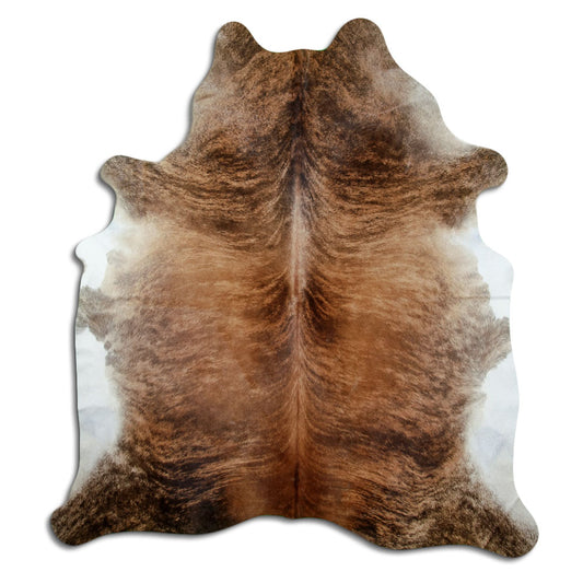 Exotisch gestromtes Kuhfell, ca. 230 × 210 cm, von oben fotografiert: genau das Fell, das Sie erhalten