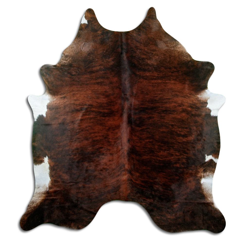 Exotisch gestromtes Kuhfell, ca. 200 × 180 cm, von oben fotografiert: genau das Fell, das Sie erhalten