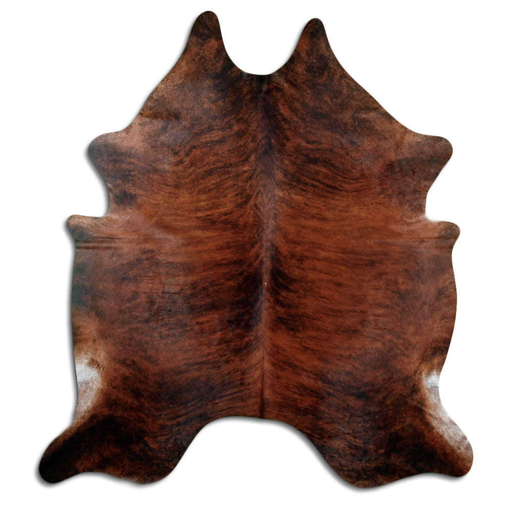 Exotisch gestromtes Kuhfell, ca. 230 × 210 cm, von oben fotografiert: genau das Fell, das Sie erhalten