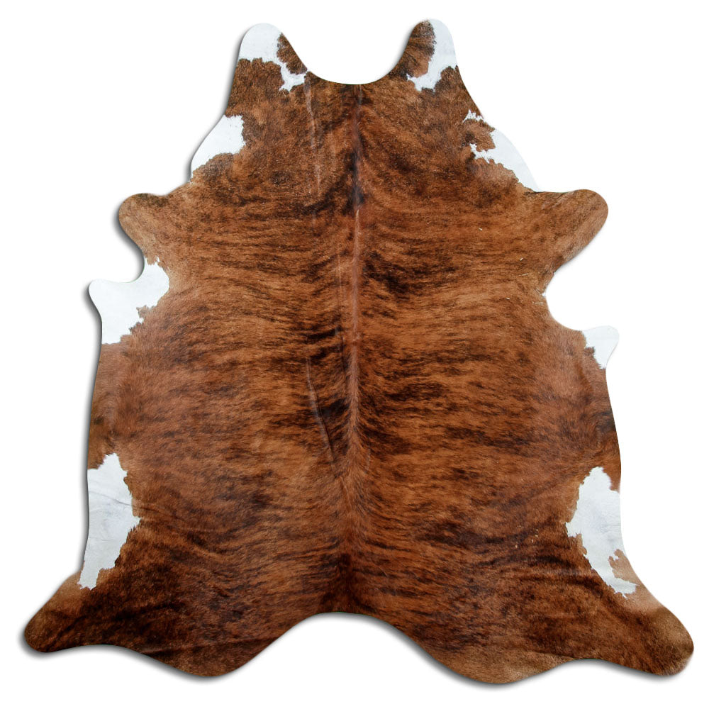 Exotisch gestromtes Kuhfell, ca. 210 × 210 cm, von oben fotografiert: genau das Fell, das Sie erhalten
