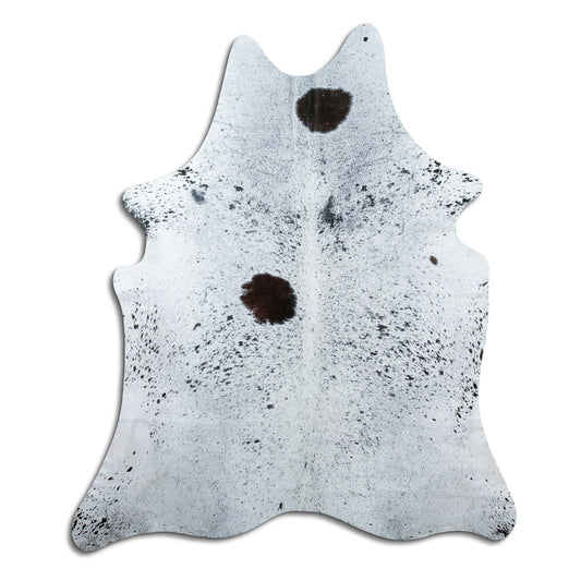 Salt & Pepper Kuhfell, ca. 190 × 160 cm, von oben fotografiert: genau das Fell, das Sie erhalten