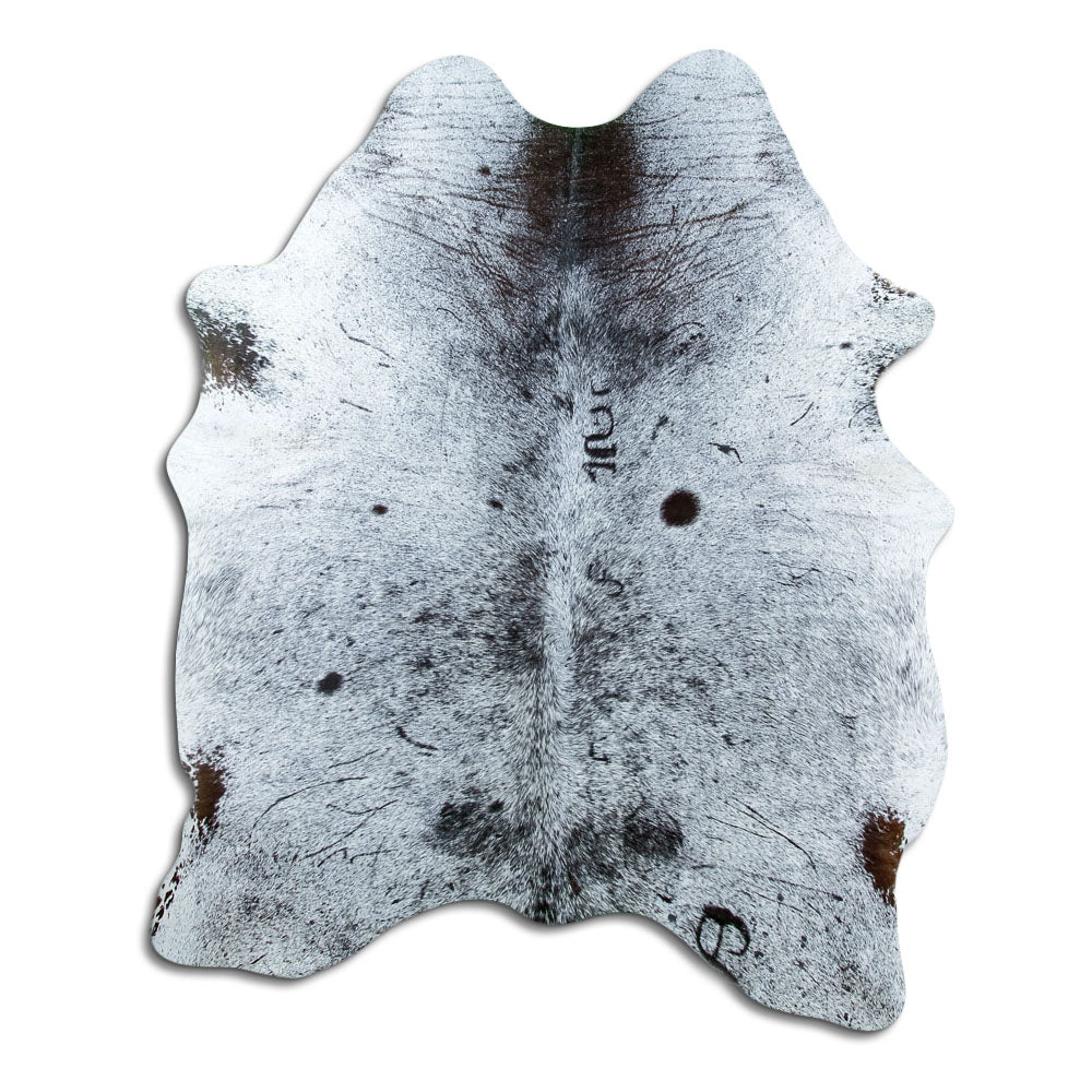 Salt & Pepper Kuhfell, ca. 180 × 140 cm, von oben fotografiert: genau das Fell, das Sie erhalten