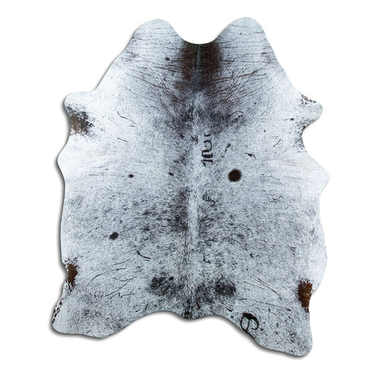 Salt & Pepper Kuhfell, ca. 180 × 140 cm, von oben fotografiert: genau das Fell, das Sie erhalten