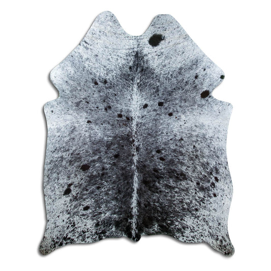 Salt & Pepper Kuhfell, ca. 190 × 150 cm, von oben fotografiert: genau das Fell, das Sie erhalten