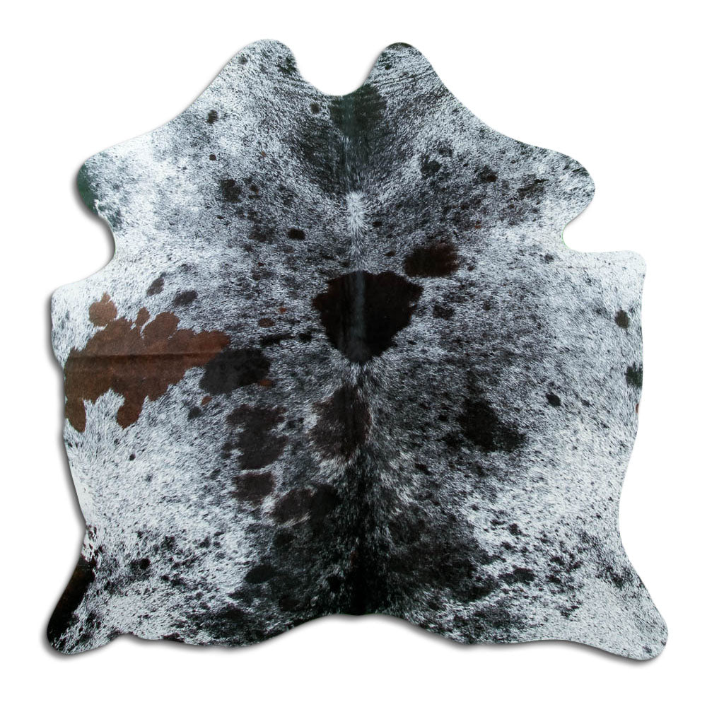 Salt & Pepper Kuhfell, ca. 160 × 160 cm, von oben fotografiert: genau das Fell, das Sie erhalten