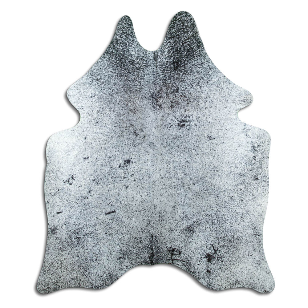 Salt & Pepper Kuhfell, ca. 190 × 160 cm, von oben fotografiert: genau das Fell, das Sie erhalten