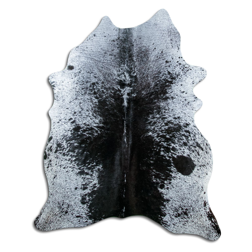 Salt & Pepper Kuhfell, ca. 190 × 160 cm, von oben fotografiert: genau das Fell, das Sie erhalten