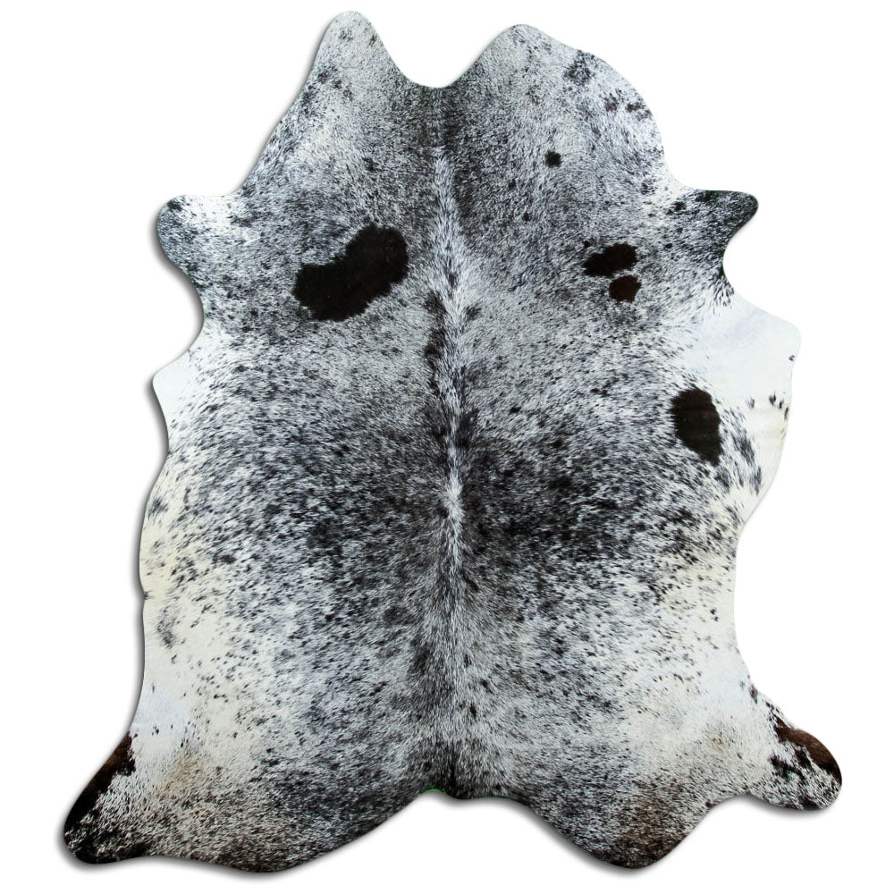 Salt & Pepper Kuhfell, ca. 200 × 180 cm, von oben fotografiert: genau das Fell, das Sie erhalten