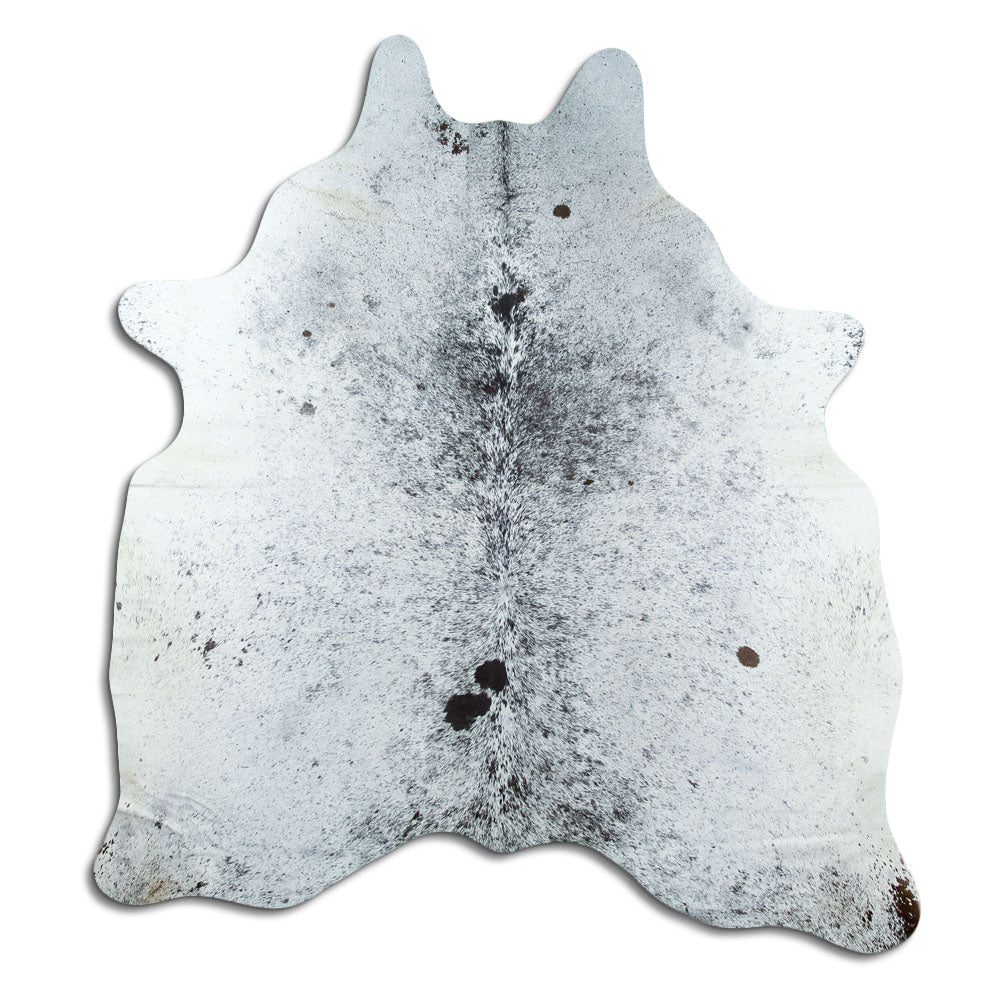 Salt & Pepper Kuhfell, ca. 190 × 180 cm, von oben fotografiert: genau das Fell, das Sie erhalten