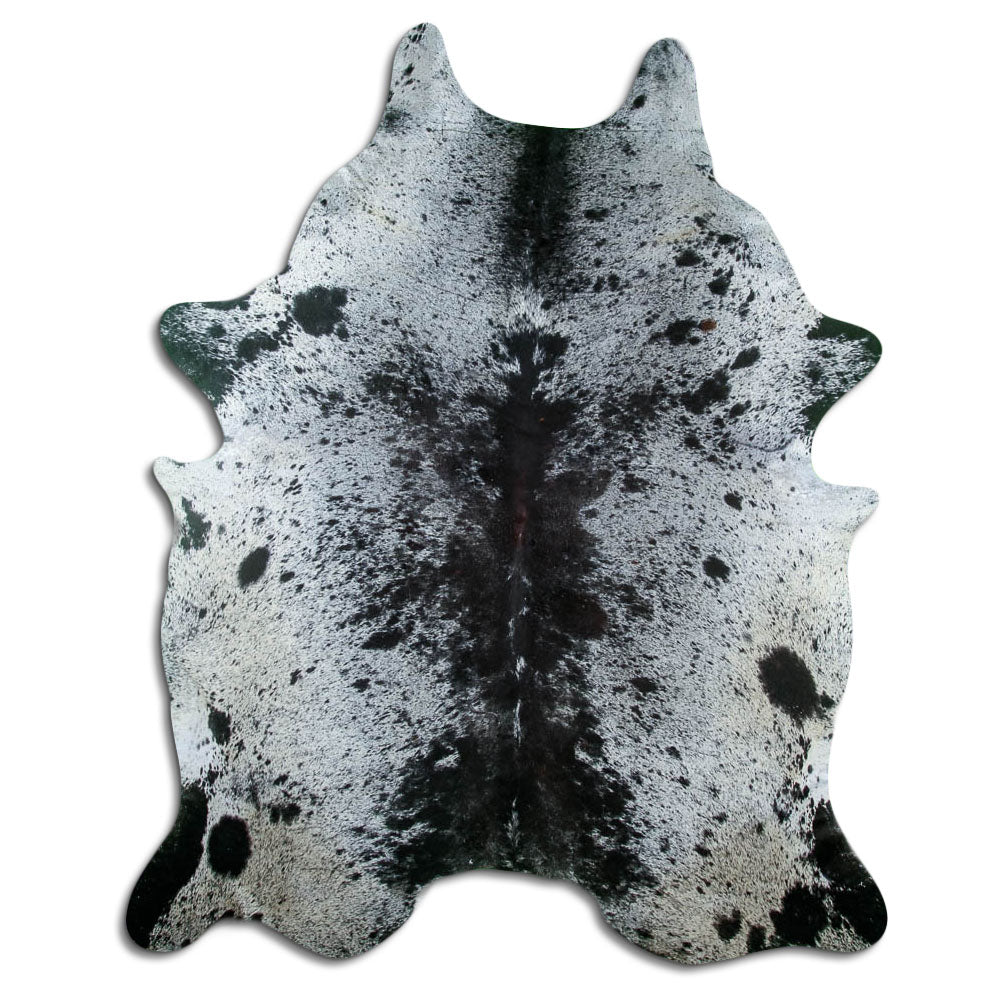 Salt & Pepper Kuhfell, ca. 230 × 190 cm, von oben fotografiert: genau das Fell, das Sie erhalten