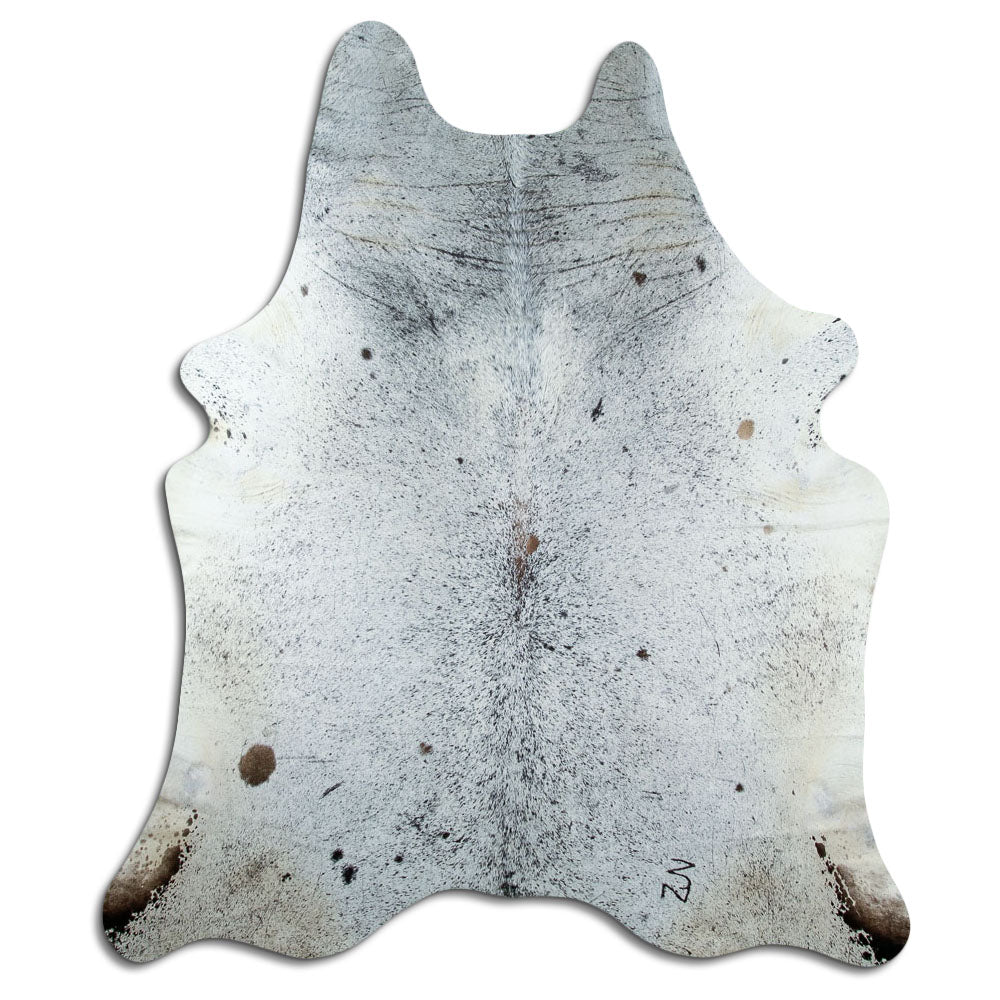 Salt & Pepper Kuhfell, ca. 230 × 200 cm, von oben fotografiert: genau das Fell, das Sie erhalten