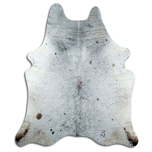 Salt & Pepper Kuhfell, ca. 230 × 200 cm, von oben fotografiert: genau das Fell, das Sie erhalten