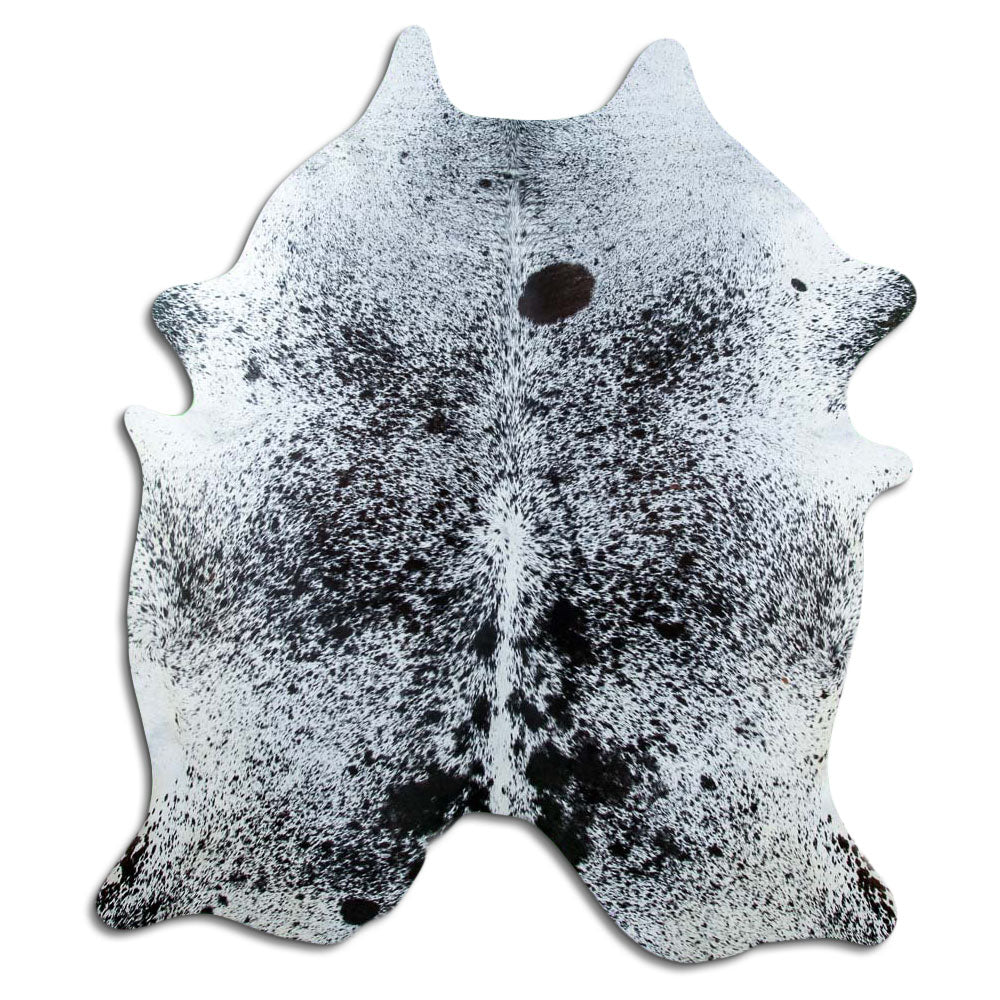 Salt & Pepper Kuhfell, ca. 210 × 180 cm, von oben fotografiert: genau das Fell, das Sie erhalten