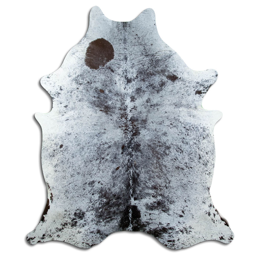 Salt & Pepper Kuhfell, ca. 230 × 190 cm, von oben fotografiert: genau das Fell, das Sie erhalten