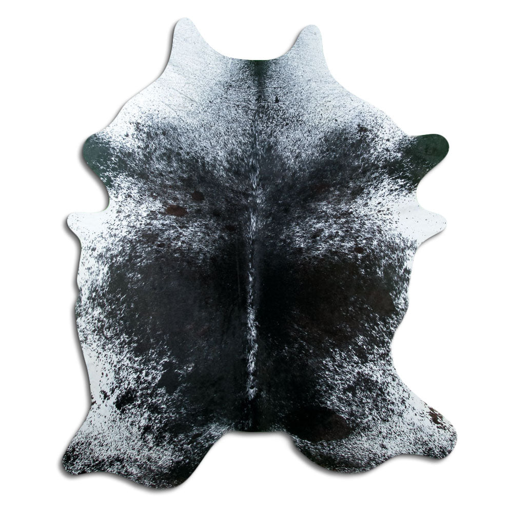 Salt & Pepper Kuhfell, ca. 210 × 170 cm, von oben fotografiert: genau das Fell, das Sie erhalten