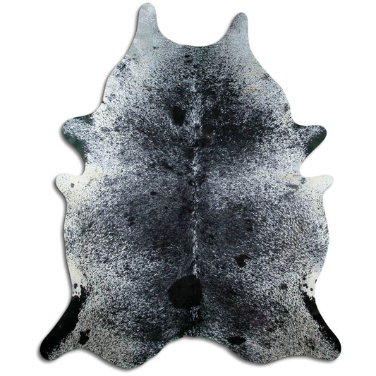 Salt & Pepper Kuhfell, ca. 230 × 190 cm, von oben fotografiert: genau das Fell, das Sie erhalten